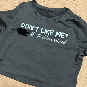 Source Unknown Black Short Sleeve Tee with Light Blue Slogan